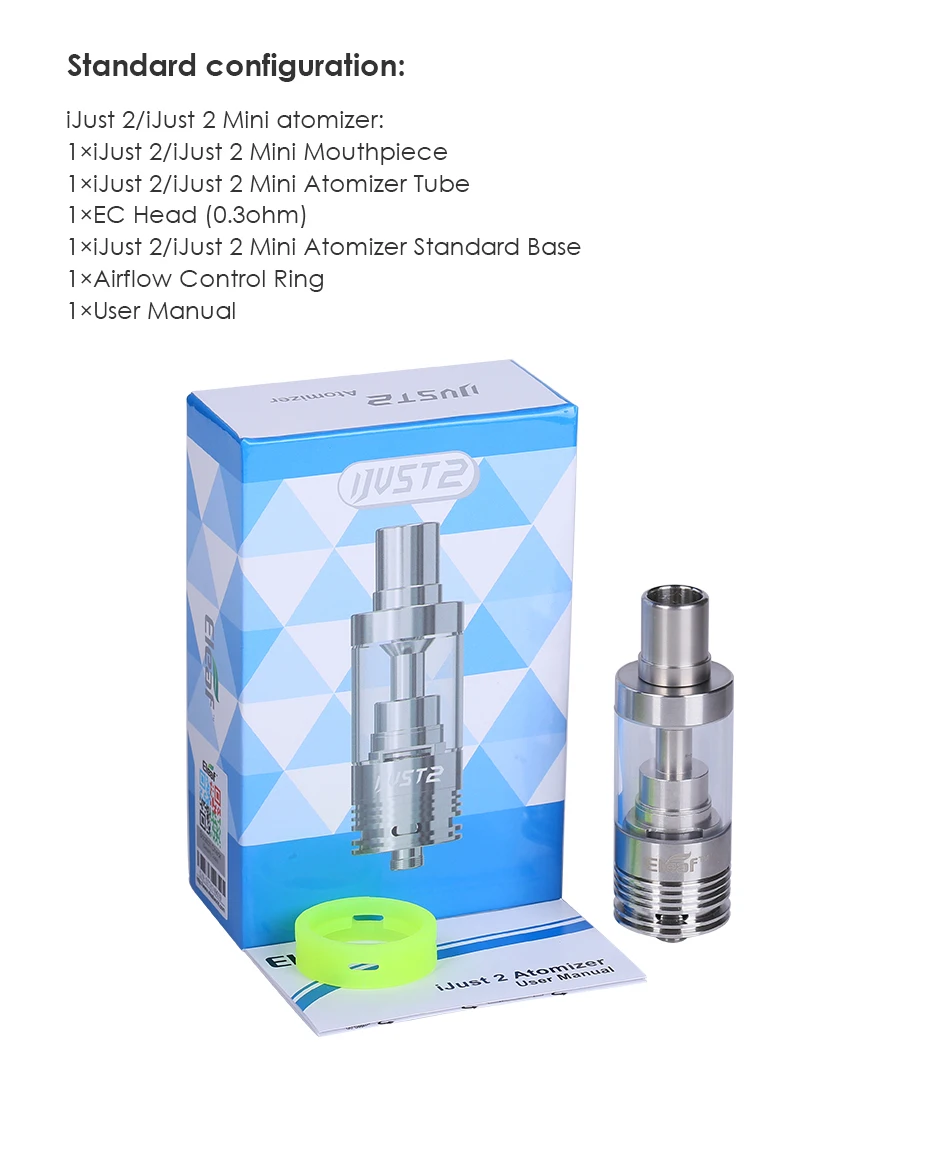 Eleaf iJust 2 атомайзер подходит iJust 2 электронная сигарета с емкостью 5,5 мл резервуар атомайзер с EC Ом катушка головка vape
