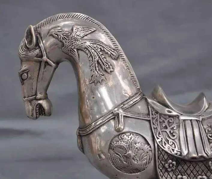 9 &quotСтарый китайский фэншуй серебряный дракон феникс птица успех Зодиак Лошадь