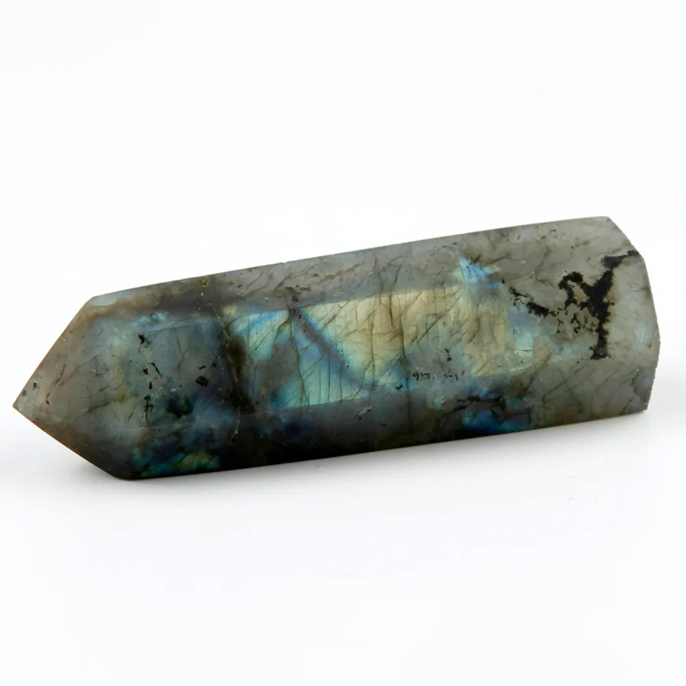 75 мм натуральный резной скипетр точки палочка фейерверк камень лабрадорит
