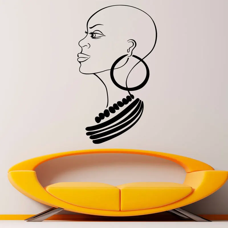 АФРИКАНСКАЯ ДЕВУШКА Наклейка на стену Африка виниловый стикер женское лицо