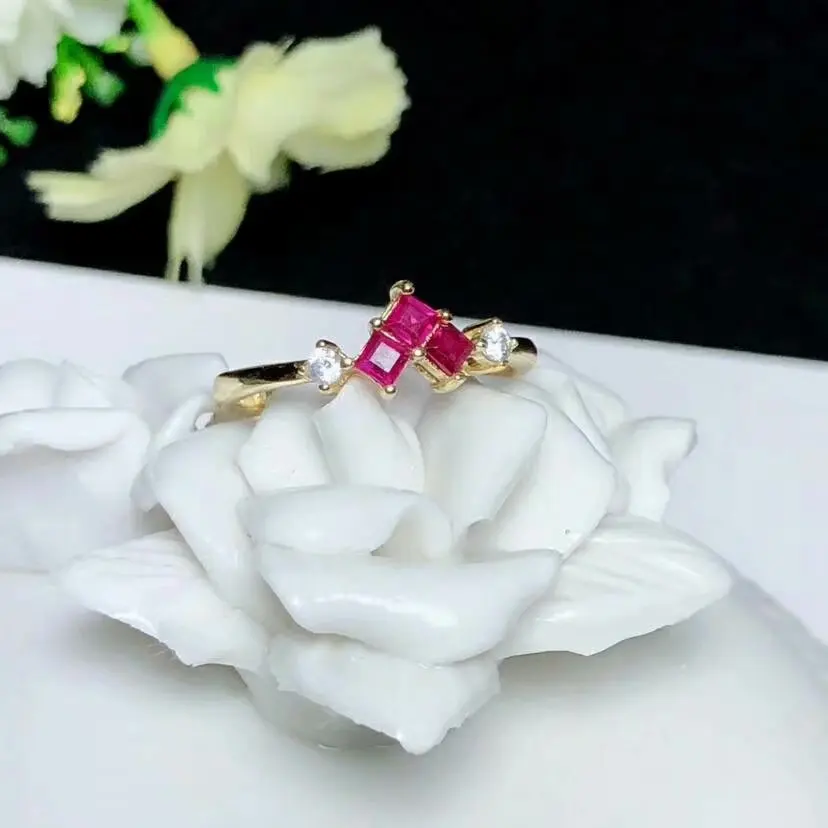 Shilovem стерлингового серебра 925 натуральный красный Рубин Кольца fine Jewelry женщин Модный завод Этническая Свадебные открытые подарок yhj2.52.501agh