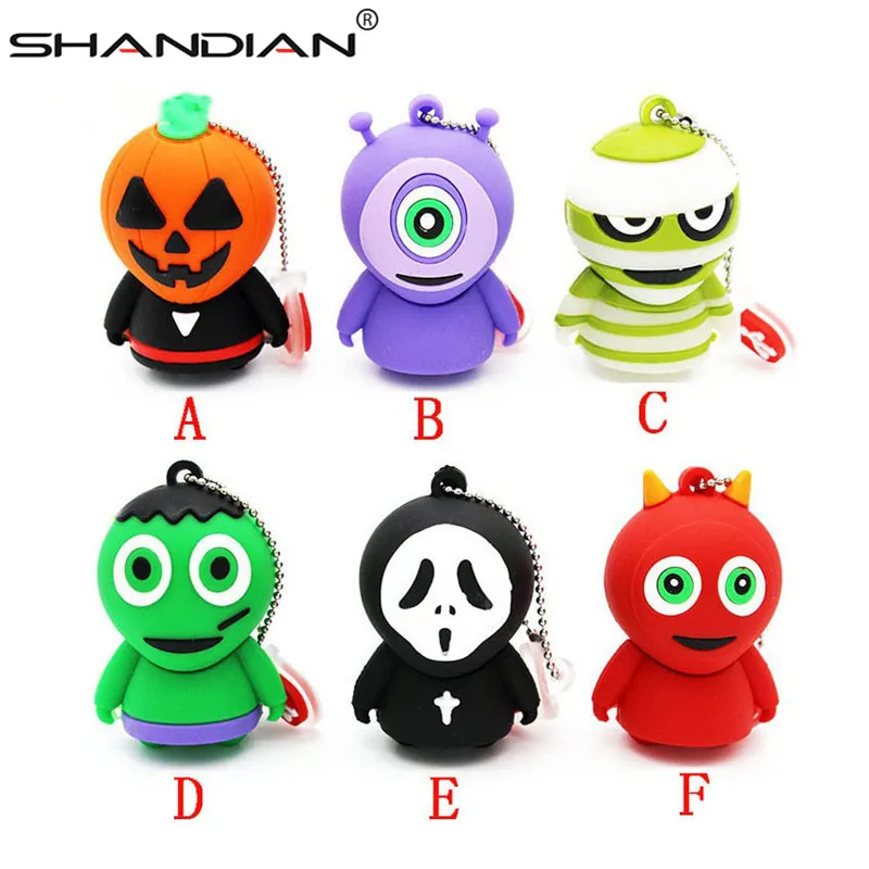 SHANDIAN Ужасный Призрак USB флеш-накопитель мультфильм USB карта памяти Флешка 64 Гб/32 г/16 г/8 г/4 г крутые подарки на Хэллоуин