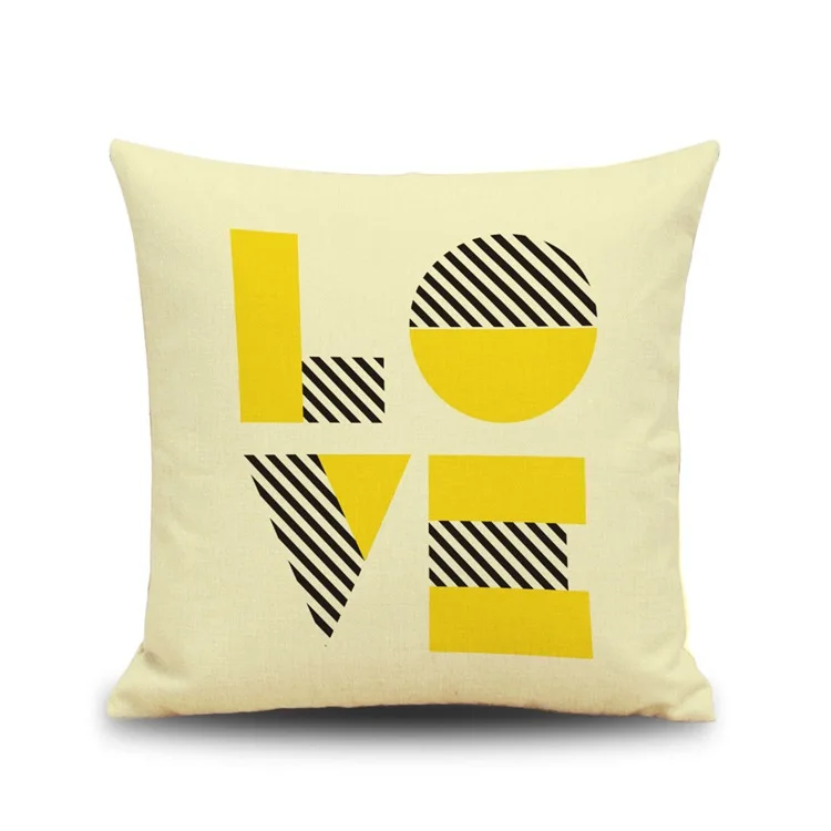 2 шт./лот желтый черный и белый льняная наволочка с надписью для подушки домашний
