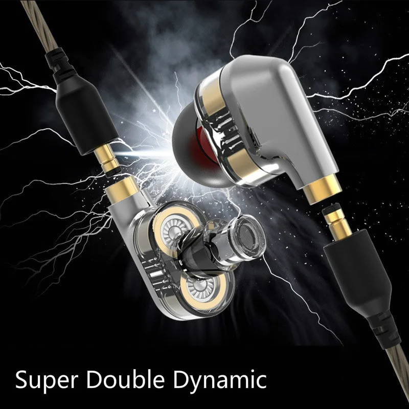 Dynamic Double Unit Drive In Ear Earphone Bass Subwoofer HIFI DJ Monito Running Sport Headset Earbud | Электроника