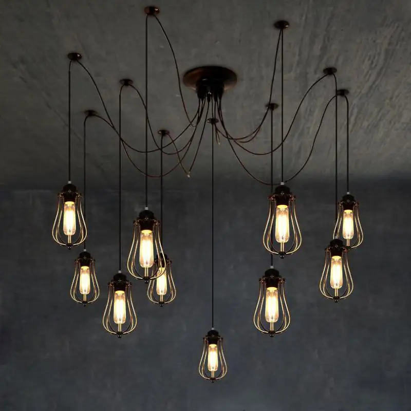 warehouse rusitc Industrial lighting Bar iron pendant light up &amp down Suspension Luminaire cage Studio Store Restaurant lampe | Лампы и