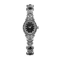 vintage women rhinestone quartz watch carved alloy band bracelet wristwatch retro crystal clocks gifts lxh