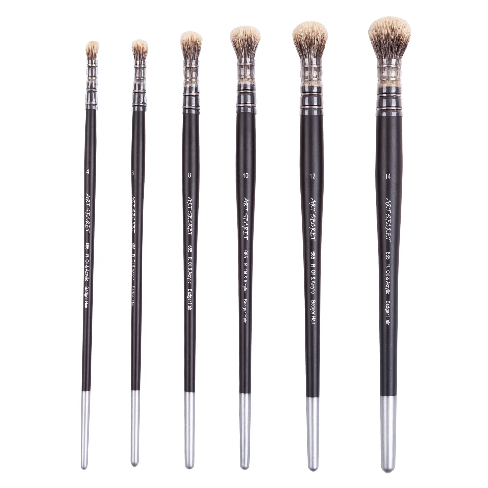 ArtSecret High Grade 1PC 685R Badger Hair Natural Wooden Rod Handle Oil and Acrylic Painting Art-Paint Brush For Drawing
