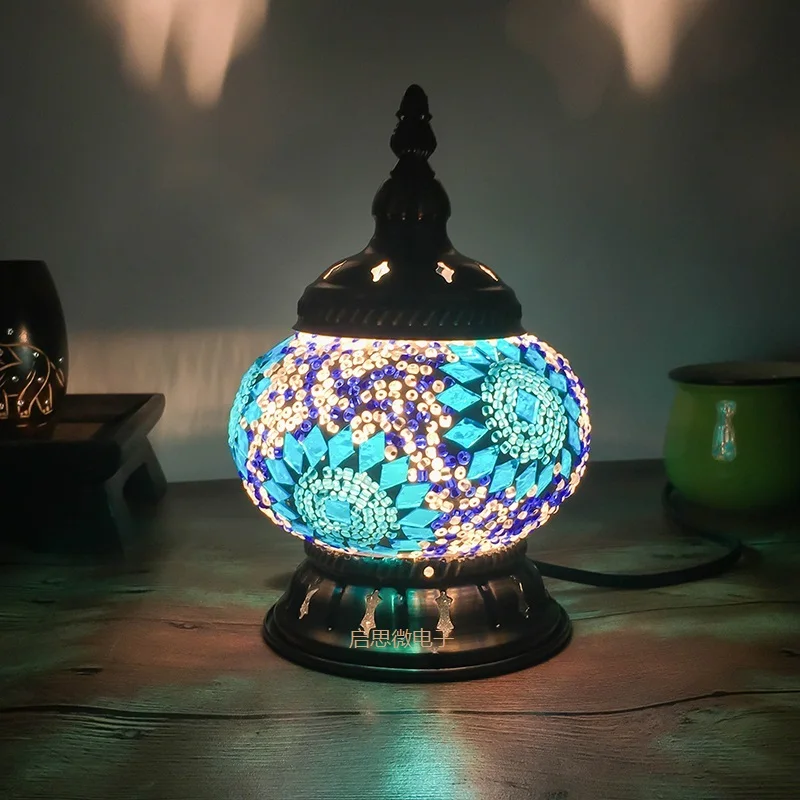 Newest Turkish mosaic table Lamp vintage art deco Handcrafted lamparas de mesa Glass romantic bed light lamparas con mosaicos