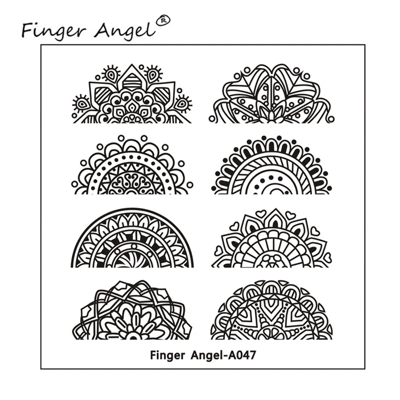 Finger Angel Дизайн ногтей 6*6 см квадратные штампованные пластины кружева цветок модный дизайн с белым цветом задняя крышка ногтей шаблоны# HQF01 - Цвет: A047-backcover