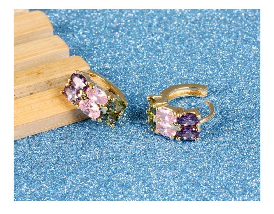 Женские двухслойные серьги XQNI кольца золотого цвета с кубическим цирконием