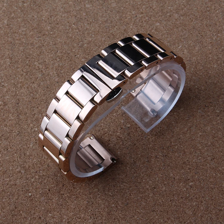 

New Arrival Silver and black colorful Watchband Stainless Steel Metal Watches band bracelets Men Bracelets 18MM 20MM 22MM 24mm