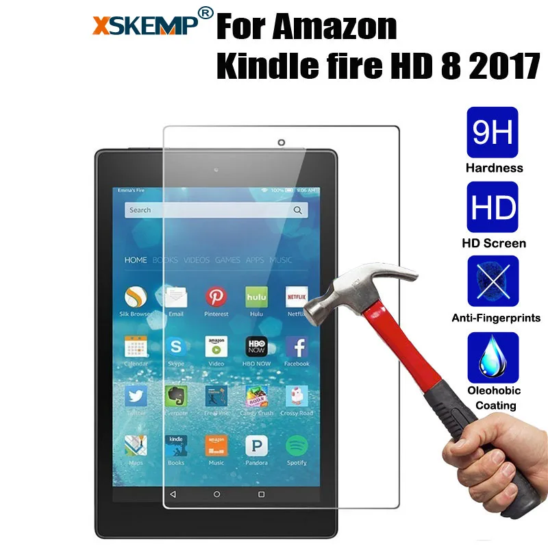 XSKEMP 9H твердое закаленное стекло для Amazon Kindle fire HD 8 2017 0 дюйма 3 мм Ультра прозрачная