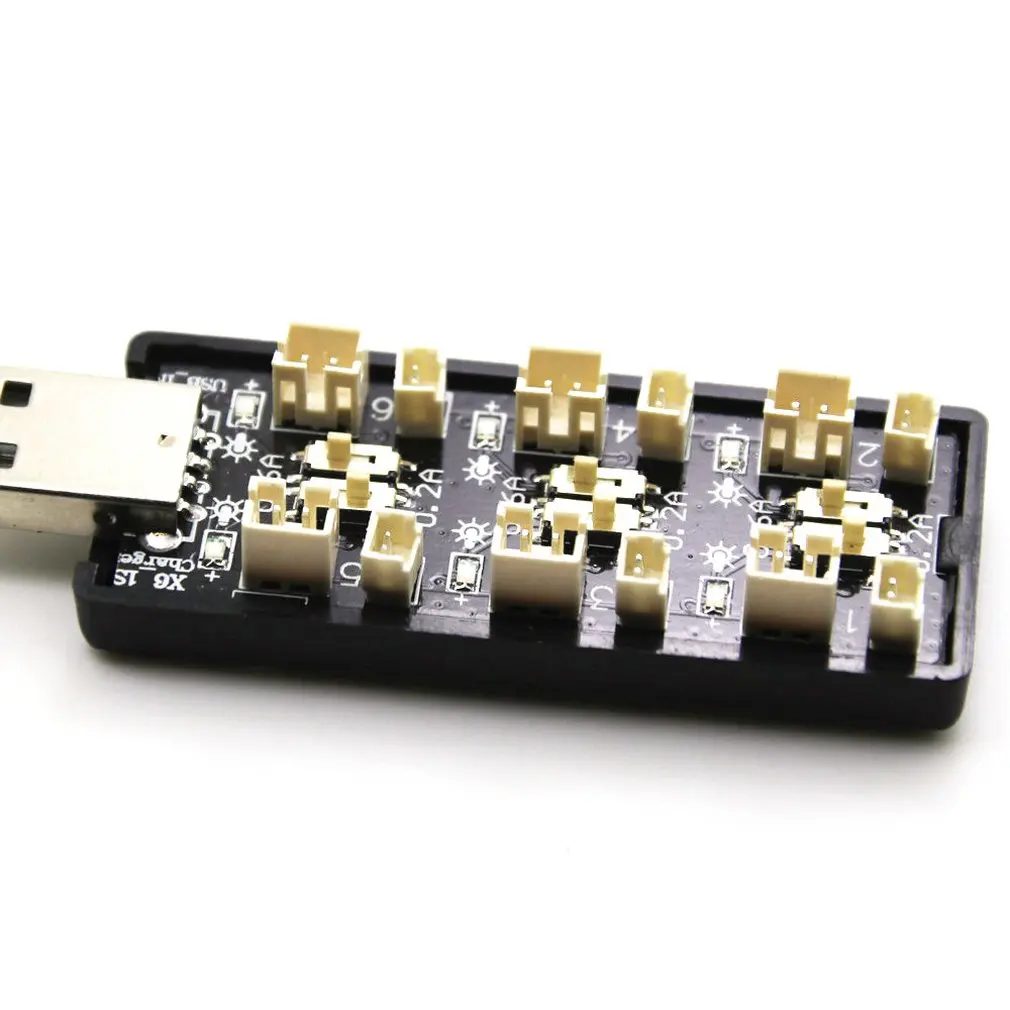 Шесть каналов USB к DC литиевая батарея 1S зарядное устройство зарядная плата перекрестная машина аксессуары черный цвет