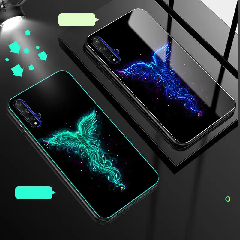 Светящийся чехол для телефона huawei Honor 20, чехол, светящаяся задняя крышка из закаленного стекла для huawei Honor 20 Pro, чехол, силиконовый чехол