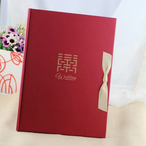 Красная свадьба Гостевая книга с лентой подпись книга для Свадебные украшения Приём Сувениры подарок брак событие для вечеринок - Цвет: Red