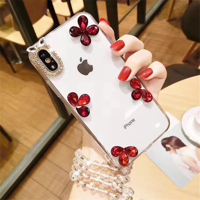 Для iPhone 6 6S 7 8 plus X роскошный женский летний чехол со стразами для телефона Blingbling