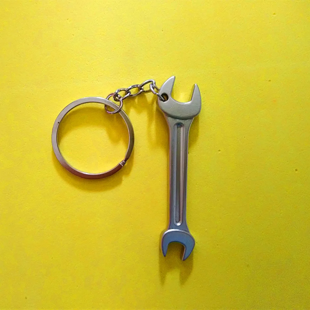 

100 Pcs Mini tool keychains wrench keyring Two ends spanner keychain metal keychain zinc alloy key ring creative keychain