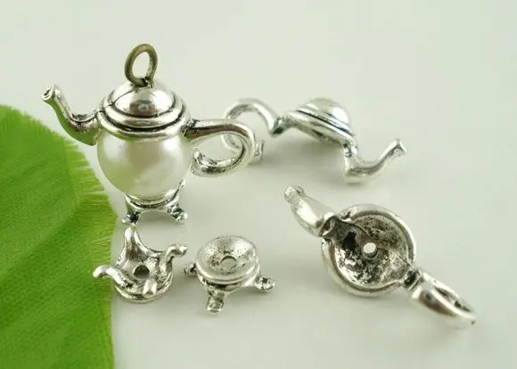 Doreenbeads розница 10 комплектов чайник серебряного цвета с колпачком из бусин набор