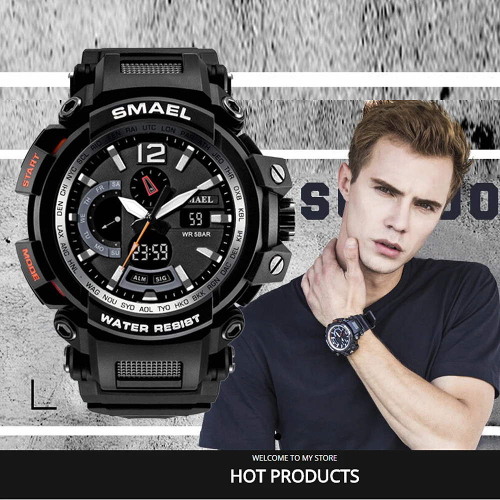 

New Brand Khaki Sport Watch Men Waterproof Military Sports Watches Men's Luxury Quartz Led Digital Wrist Watch Relogio Masculino