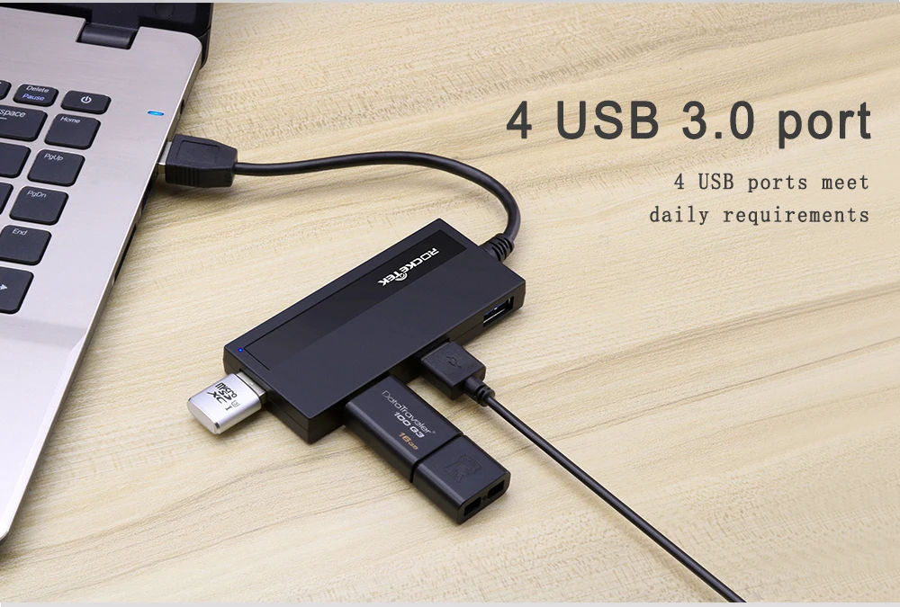 Rocketek usb 3,0 концентратор 4 порта адаптер сплиттер DC интерфейс питания Для iMac MacBook Air usb3.0 ПК компьютер ноутбук аксессуары