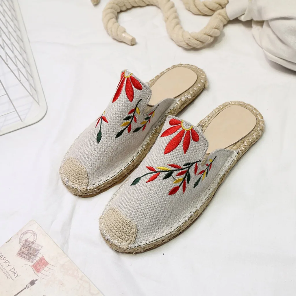 Сандалии SAGACE женские с вышивкой модные туфли на плоской подошве Повседневная