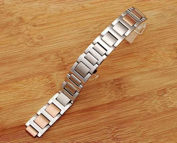 Rose Gold Silver Браслет Neway из нержавеющей стали для часов Cartier Ballon Bleu, серебристый, розовое золото, ремешок для часов, браслет для мужчин и женщин, ремешок для часов 9 мм, 11 мм, 12 мм - Цвет ремешка: Rose Gold Silver