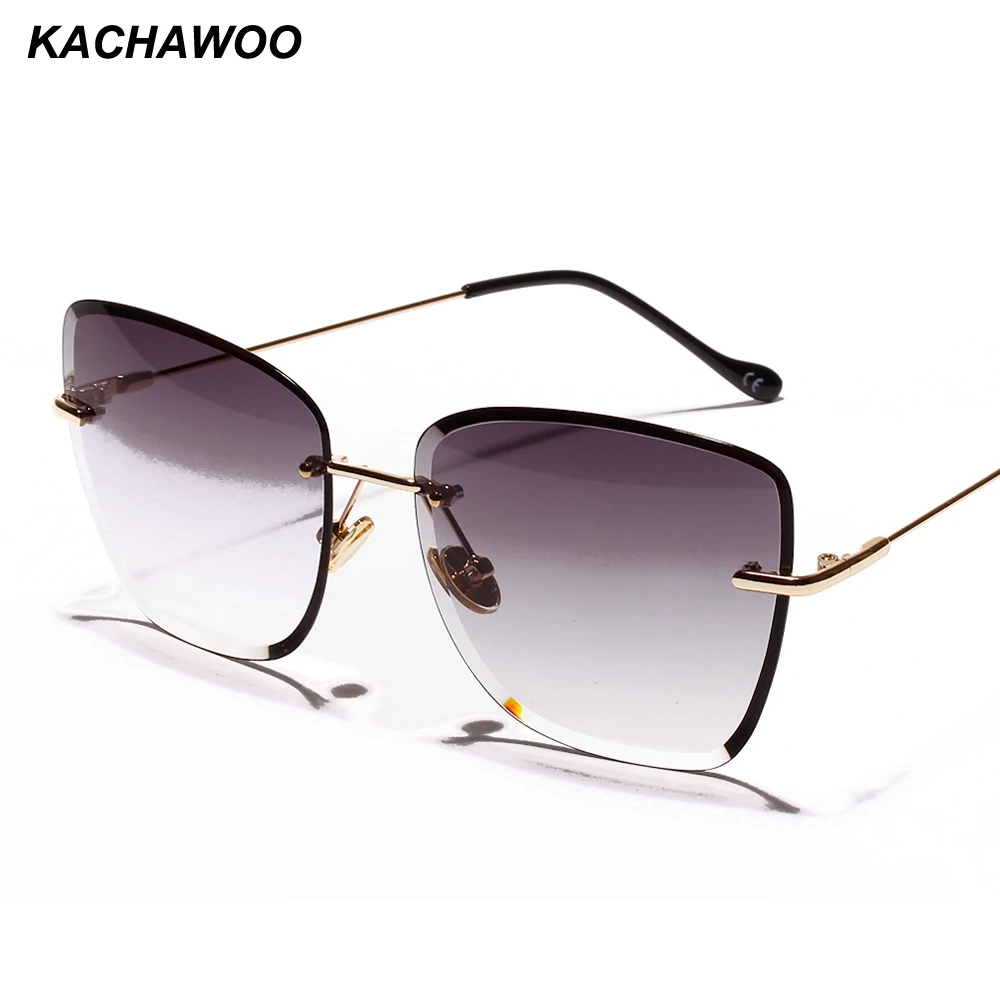 Женские солнцезащитные очки без оправы Kachawoo коричневые синие желтые большого