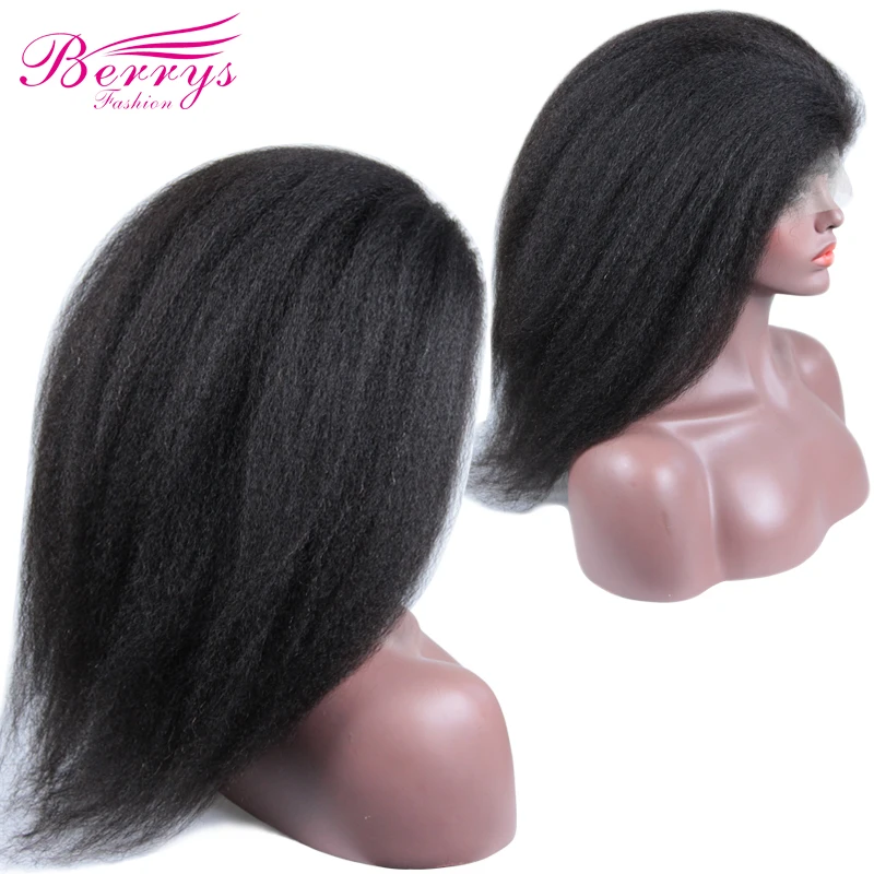 [Berrys Fashion] парики из натуральных волос на шнурках кудрявые прямые 130% плотность натуральные волосы часть перуанские девственные волосы
