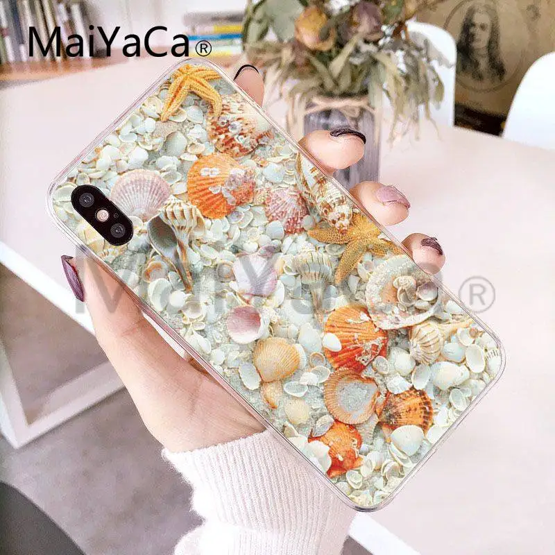 Чехол MaiYaCa для iphone 7 6 X ультра тонкий чехол телефона с морскими ракушками и
