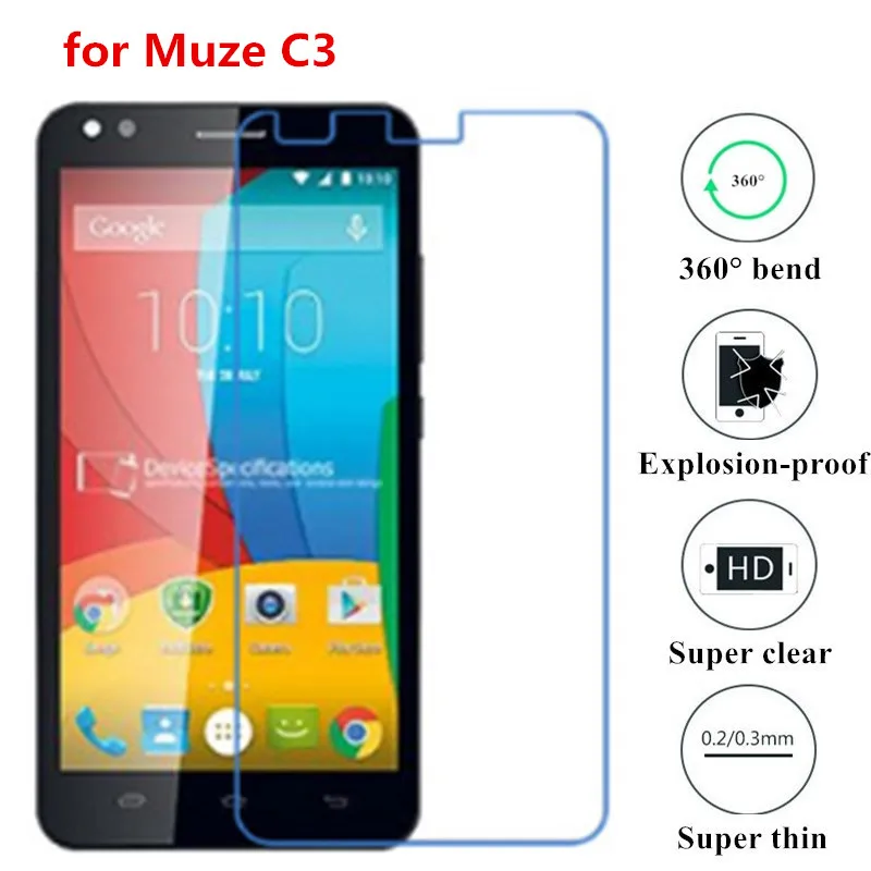 for Muze C3 Udapakoo прозрачная закаленная(мягкое стекло) пленка для Prestigio Grace Q5 Muze C3 Muze D3 Nano Взрывозащищенная стеклянная защитная пленка - Цвет: for Muze C3