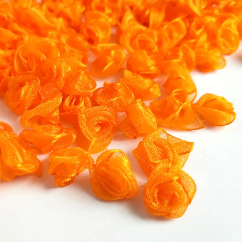 HL 50/200/400pcs 15 мм органза лента розовыми цветами для свадебных украшений украшения DIY аппликации; Прошитые вручную