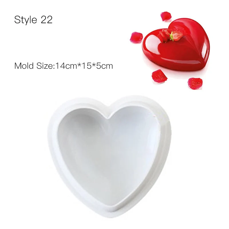 Style 22 Форма для украшения торта, 3D силиконовые формы для мусса, форма для десерта, форма в форме сердца, инструмент для декорации торта, форма для выпечки шоколадного домового - Цвет: Style 22