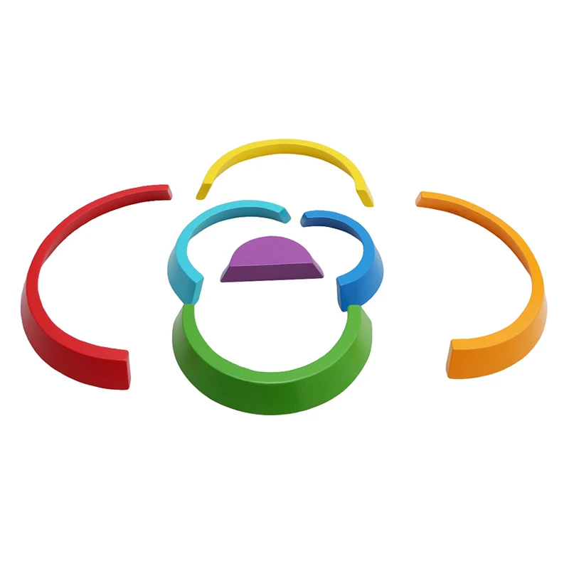 7 шт./компл. красочные деревянные блоки игрушки креативные радужные сборочные для