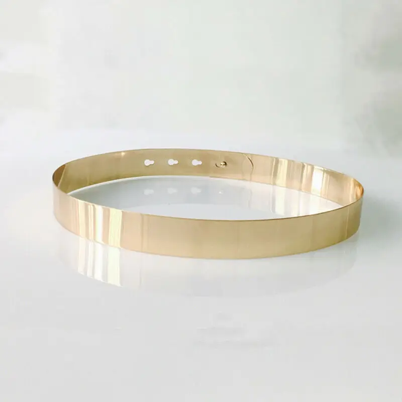 2019 Сексуальная золотая лента для женщин эластичный зеркальный металлический пояс металлическая блестящая пластина широкая тесьма женских аксессуаров