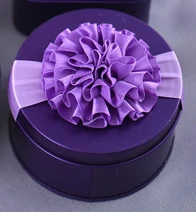 purple round 15 шт./лот, жестяная Свадебная коробка для конфет, сердце/Круглый/квадратный/прямоугольник, 4 формы на выбор, креативная коробка для конфет с подсолнухом, вечерние коробки для конфет, подарочная коробка - Цвет: purple round