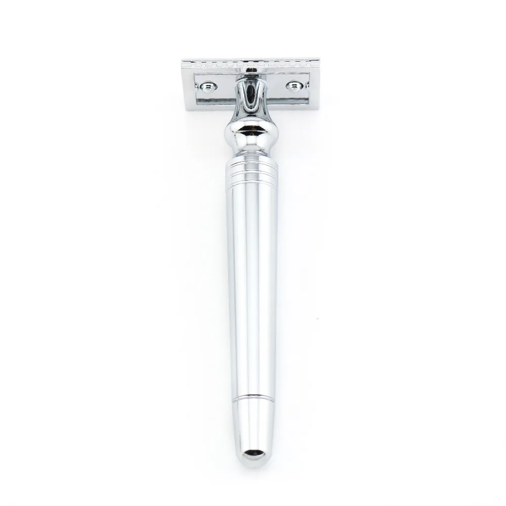 Безопасная бритва с двойным краем серебристая ручная классический стиль длинная