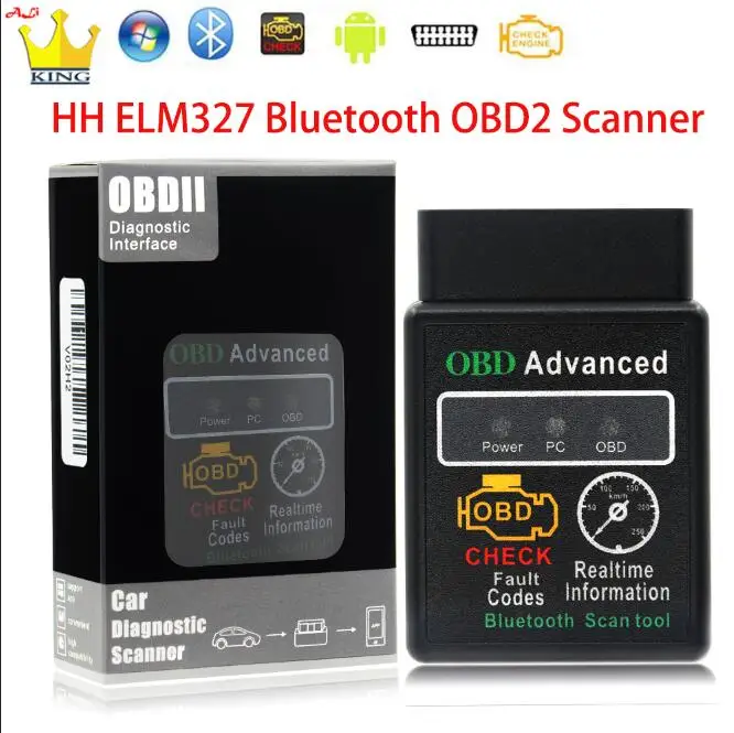 V1.5 HH ELM327 box HH OBD ELM327 Bluetooth OBD2 OBDII CAN BUS проверить двигатель автомобиля Авто диагностический сканер инструмент elm327 интерфейс адаптер для Android ПК - Цвет: V1.5 HH ELM327 box