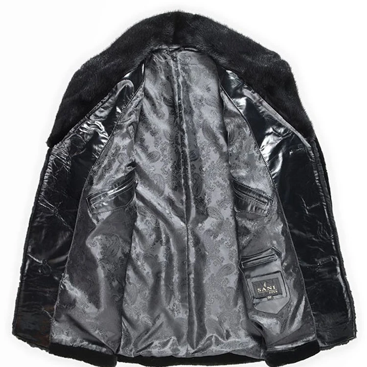 Популярная мужская черная норковая шерсть отложной воротник двойная нагрудная