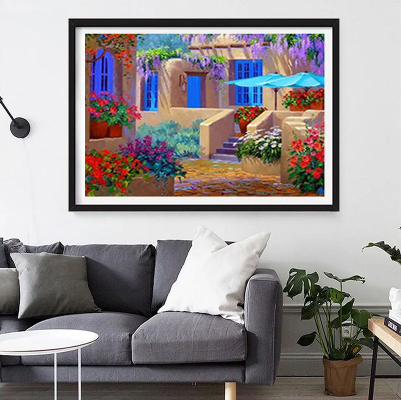5D DIY diamond embroidery painting flowers house full square rhinestone mosaic home decorative needlework diamant | Дом и сад