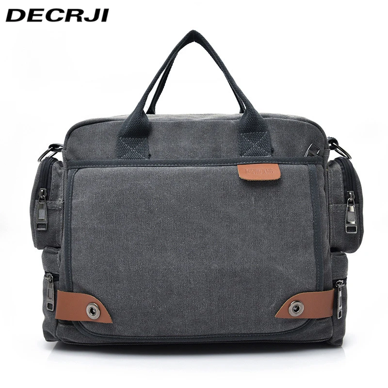 

DECRJI 2020 Multifunction Canvas Men Bag High Quality Male Messenger Bags Large Capacity Travel Tote Bags Man Business Briefcase