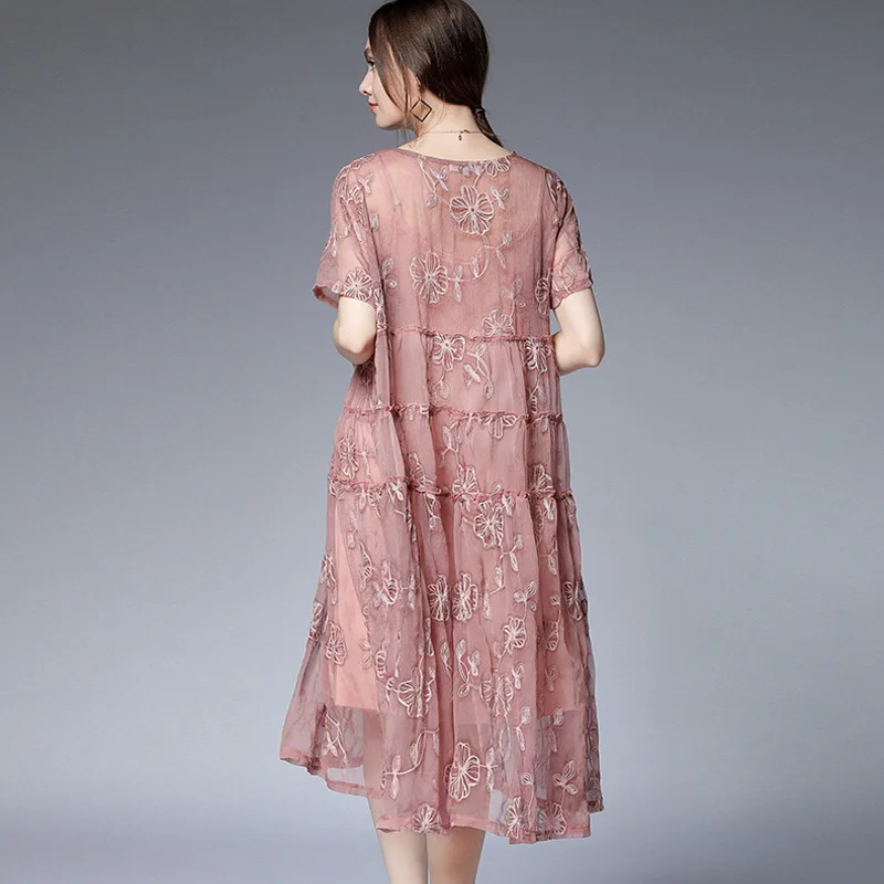 Embroidery Party Dresses Runway Floral Bohemian Flower Embroidered Vintage Boho Mesh A-Line For Women Vestidos | Женская одежда