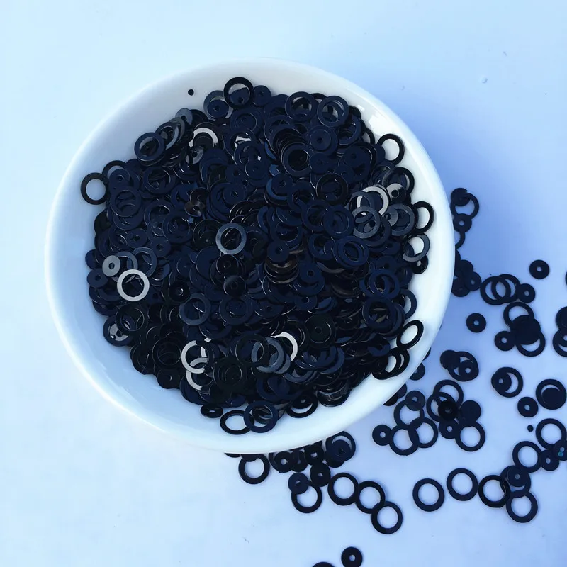 16 Solid Black 10 г/упак. удивительный блеск блесток 4 мм/6 мм кольцо круг вокруг Форма свободные блестки для ногтей Для женщин швейные детей Diy аксессуары - Цвет: 16 Solid Black