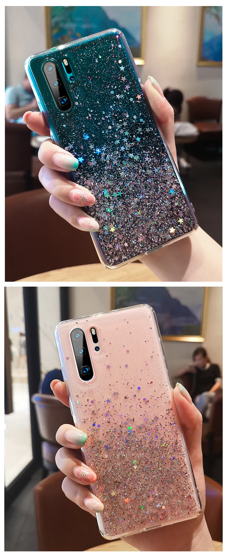 Bling Glitter Case for Huawei P20 Lite P30 Silicon Crystal Sequins Soft Cover for Huawei P30 Lite P20 Pro Transparent Phone Case