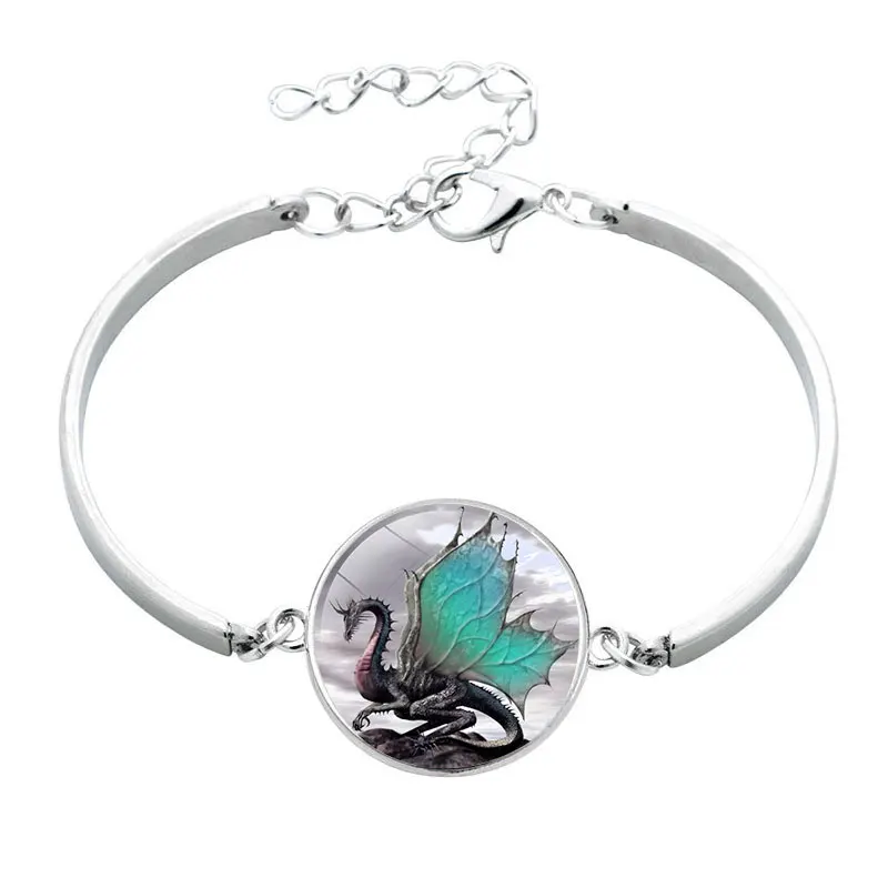 Silver Color Movie Ice and Fire Game of Throne Dragon Glass Cabochon Bangle Women Men Chain Charm Bracelet Jewelry | Украшения и