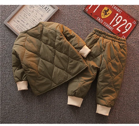 2019 Winter New Arrival korean style cotton clothing sets pure color fashion thickened suit for cute sweet baby girls and boys | Детская