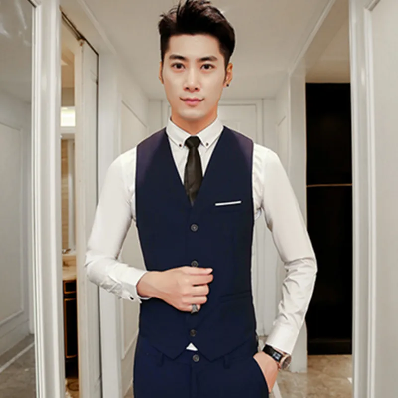 Деловой костюм жилет мужской тонкий v-образный вырез многоцветный жених