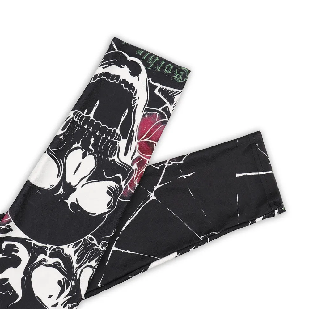 FCCEXIO Halloween Women Leggings Soft Elastic Workout Push Up Pants Skeleton Print Fitness 3D Trousers Punk Skull | Женская одежда