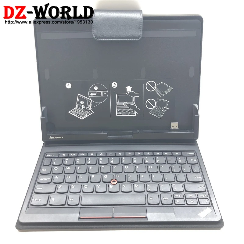 

ThinkPad Tablet 1838 1839 Booklet Keyboard Leather Folio Case w/ US English keyboard USB Port 00HM470 SM10E37708 03X6354 04W2157