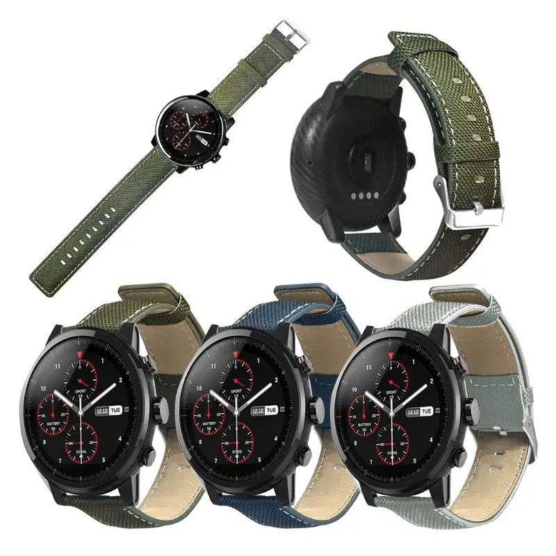 Прочный тканевый кожаный ремешок для наручных часов Замена Xiaomi Huami AMAZFIT Stratos 2 S/Pace
