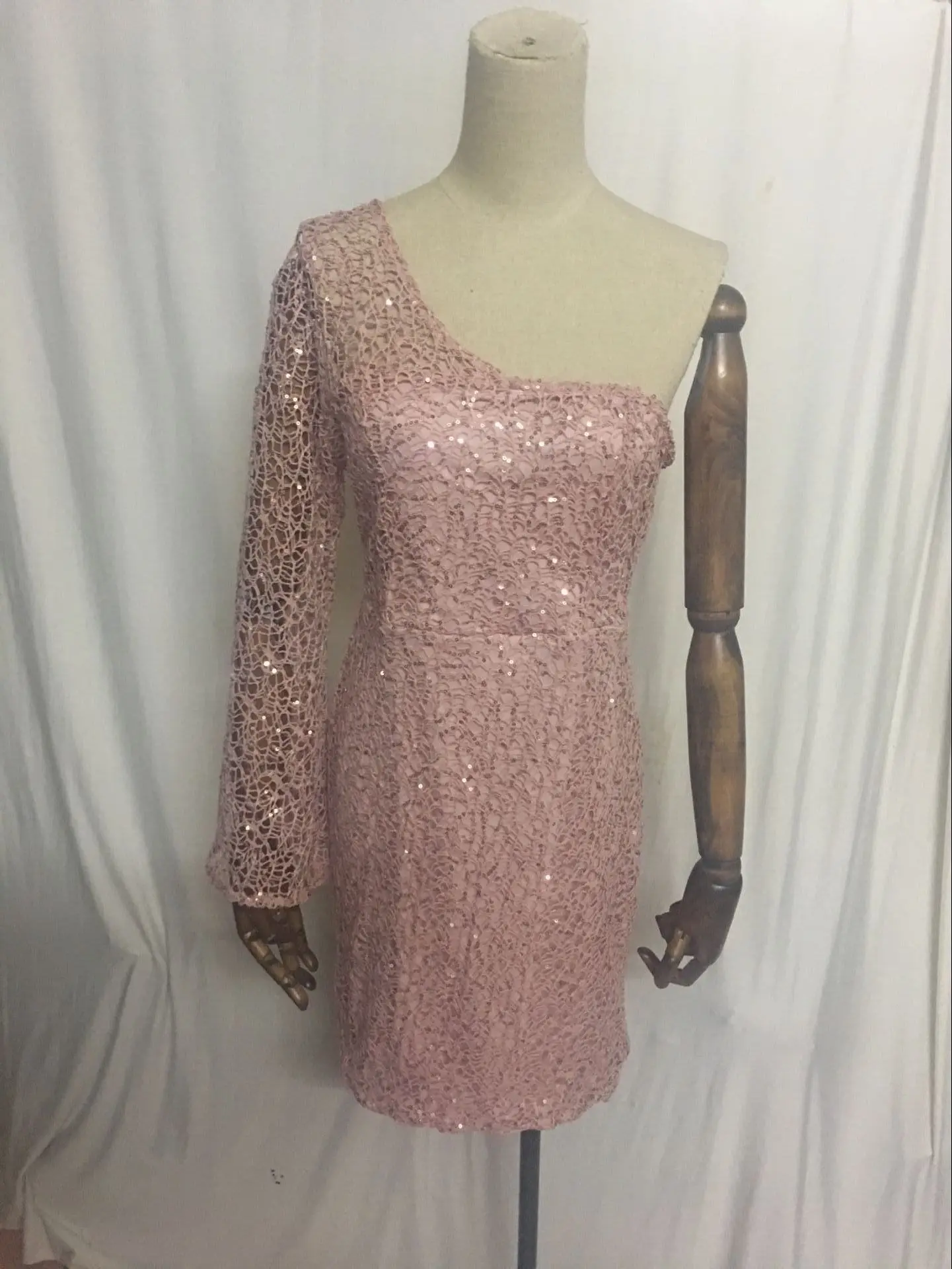 One Shoulder Short Mini Sexy Long Sleeves Graduation Dresses Blush Pink Homecoming Dress Gown vestidos de graduacion